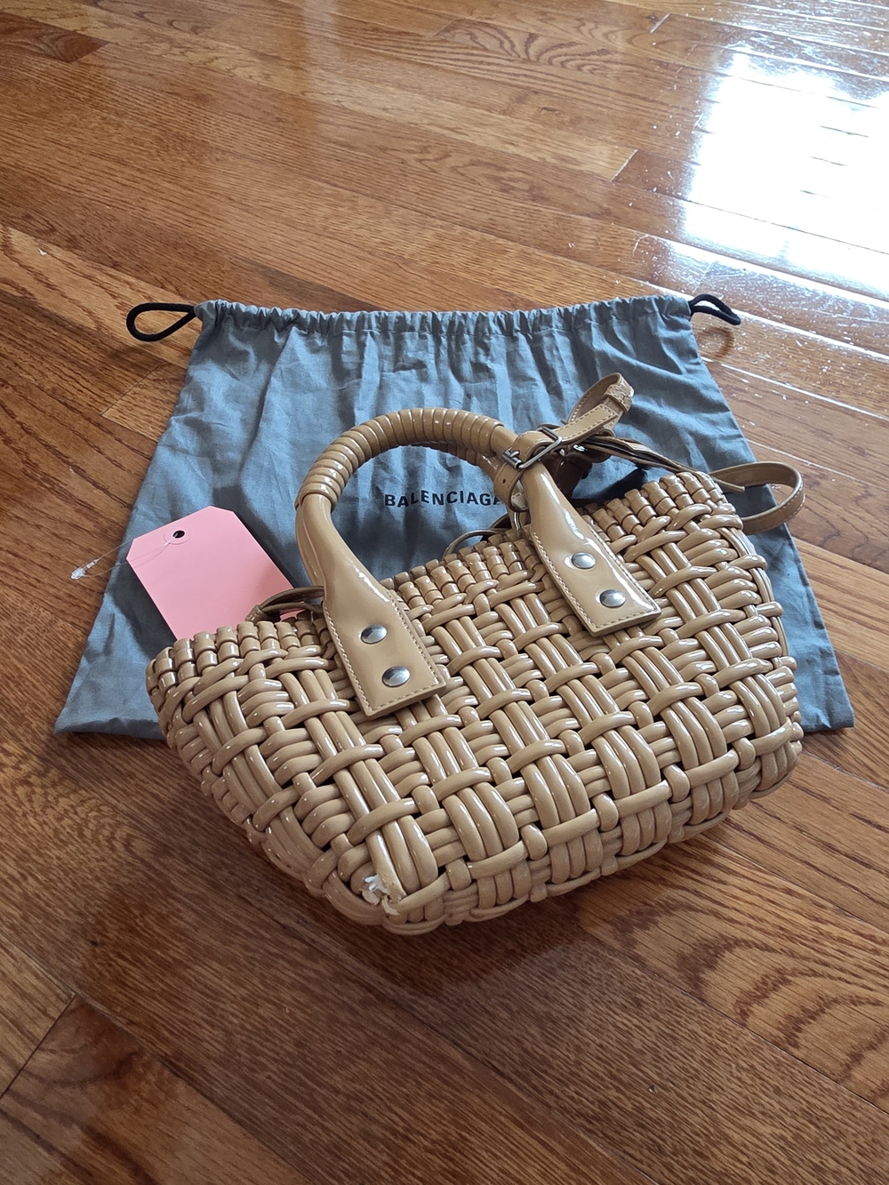 Balenciaga Beige Woven Mini Tote with Leather Trim - Picture 11 of 11